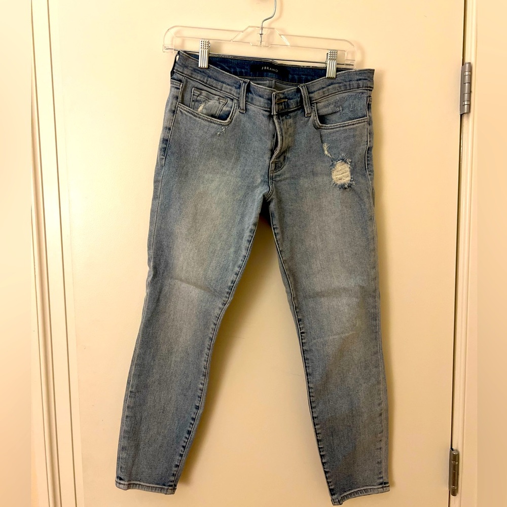 J Brand Cropped Distressed Low-Rise Jeans